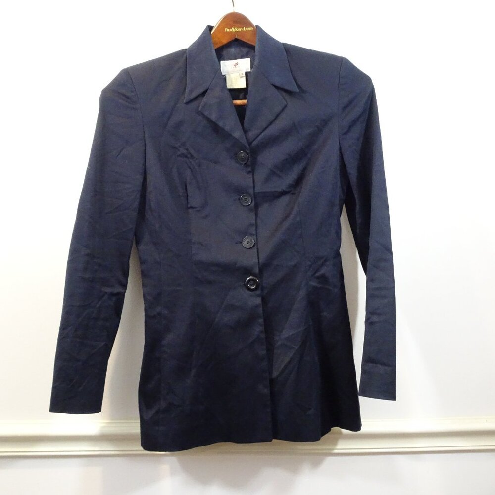 Vertigo Paris 1990s Vintage Black Blazer Jacket Classic Plain Jacket Size S